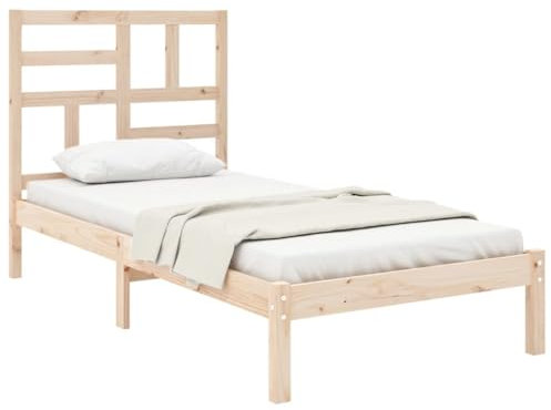vidaXL Massivholzbett Einzelbett Bettgestell Bettrahmen Holzbett Bett Lattenrost Kopfteil Schlafzimmerbett Schlafzimmermöbel 75x190cm