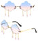 Sonnenbrille Damen,Randlose Wolke Sonnenbrille UV400,Lustige Unregelmäßige Vintage Rave Disco Brille,Blaue Rosa Sonnenbrille Regentropfen-Quaste Festival Aesthetic Mode Strand Party Accessoires