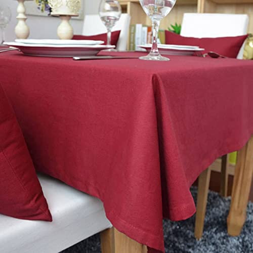 EHOMERY Tischdecken Hell Tischtücher Zum Besticken Reine Farbe Einfach Tischdecken Große Größen Center Table Cloth Rot Tischschutz Dekoration 140X180Cm