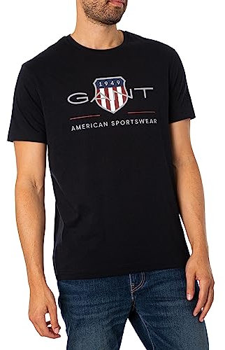 GANT Men's REG Archive Shield SS T-Shirt, Black, XXL