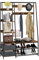 COSTWAY Coat Rack with Shoe Storage, Freestanding Hall Tree Coat Stand with Bench and 9 Hooks, Metal Frame Clothes Rail Garment Hanger Unit for Bedroom Hallway Entryway (6 Side Shelves with 2 Drawers)