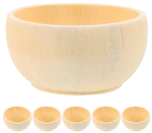 jojofuny 5Pcs Wood Bowls Unpainted, Miniature Bowls, Wooden Bowl Soup, for DIY Painting Art Projects, Artisan Boards, Crafts