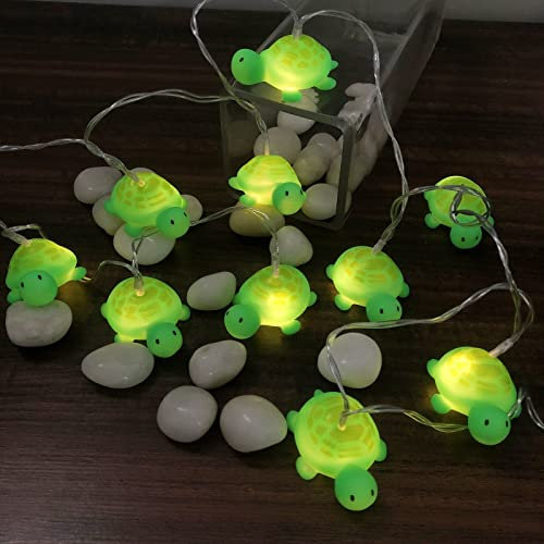Riaxuebiy Niedliche Schildkröte Lichterketten Batteriebetriebenes Nachtlicht für Indoor Home Party Kinder Kinder Schlafzimmer Dekoration (1.65M/10LED, Grün Schildkröte)
