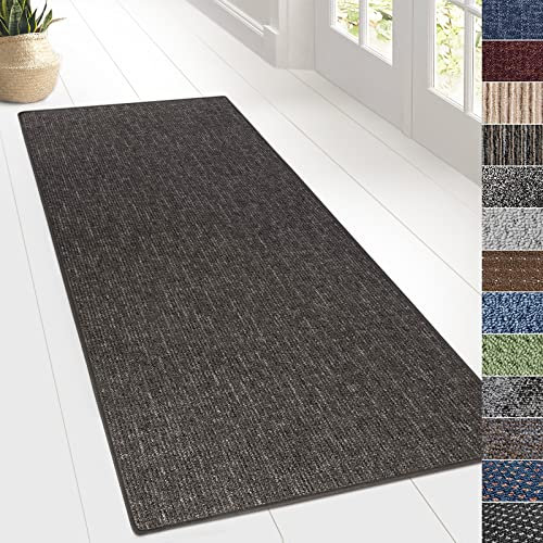 KARAT Teppich Läufer für Küche, Flur & Wohnraum - Teppichläufer auf Maß - Meterware - Flurteppich - Küchenläufer - Wohnzimmer Teppich (80 x 350 cm, Alto - Anthrazit)