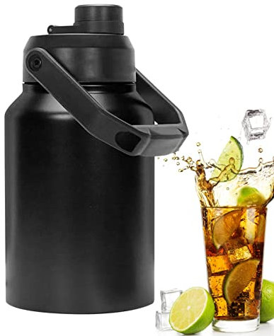 Fulenyi Eiskrug - Eiswasserflasche aus Edelstahl | Vakuumisolierte Kanne Doppeldecker für Kaltgetränke für Par, Wandern, Camping
