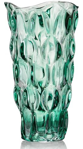 CEMABT Vaso in vetro per fiori, infrangibile, ispessito, moderno, per tavoli, centrotavola, colorato, vintage e trasparente, per bouquet, regali unici (verde)