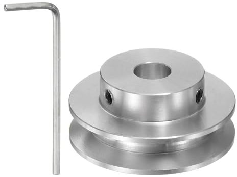 sourcing map Einzelrillen-Riemenscheibe 8mm feste Bohrung 40mm Außendurchmesser Aluminiumlegierung mit Sechskantschlüssel für Bohrmaschine 6mm PU-Rundriemen