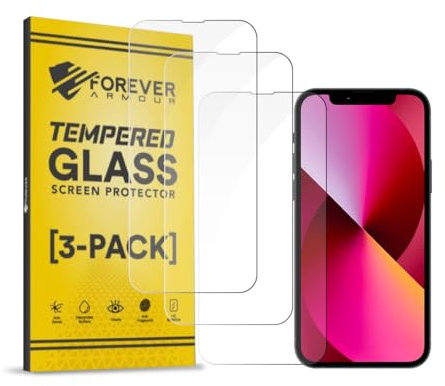 Forever Armour Tempered Glass Screen Protector for iPhone 13 MINI 5.4″ Premium Clear Tempered Glass Technology, 9H-Hardness, HD Clarity 3-Pack