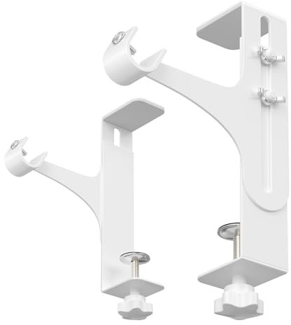 jockcaras Support Tringle Rideaux sans Percage - Accroche Rideau sans Perçage, Support Tringle Coffre Volet Roulant pour Une Hauteur de 14 à 25 cm, Blanc, Pack de 2