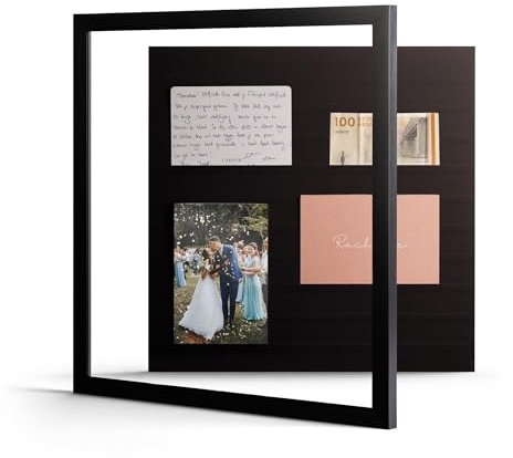 Deknudt Frames - Fotocollage Bilderrahmen groß zum Öffnen für mehrere Bilder (Schwarz, 50x50cm, Glas) – Abnehmbarer Fotorahmen für mehrere Fotos mit Frontöffnung