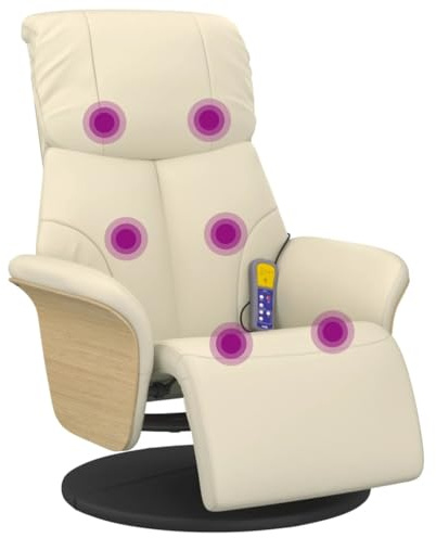 vidaXL Massagesessel mit Fußteil Creme Kunstleder