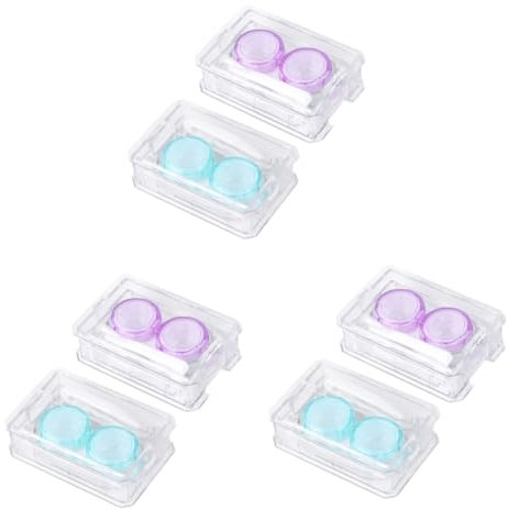 PartyKindom 6pcs Cute Blue Pouch Storage Box Pick Stick Travel-Friendly Case for Blue Contacts Lenses