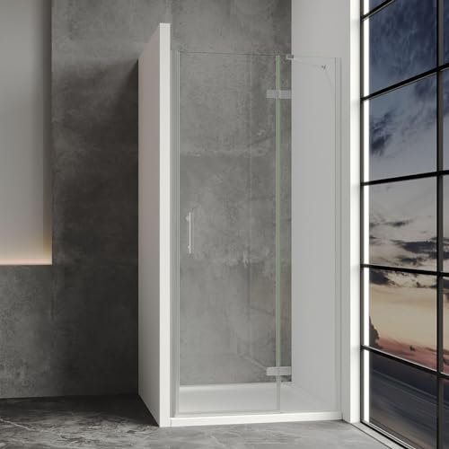IMPTS Duschtür Faltbar 80cm Falttür Nischentür Duschabtrennung Nische Drehtür Dusche Drehfalttür Rahmenlos mit 6mm Nano Beschichtung, Höhe:195cm