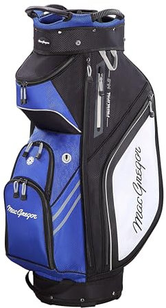 MacGregor Principal 10 Golf Cart Bag, 14-Way Top With Dividers And 9 Pockets, Black/Blue