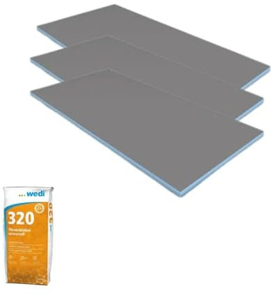 Pack 3 panneaux de construction WEDI 125 x 60 x 5 cm + colle à carrelage universelle 320