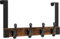 Homode Over The Door Hooks Heavy Duty, Wood Over Door Hanger with Coat Hooks for Hanging Towels Clothes Hats Bags, Rustic Brown Black