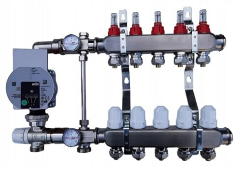 Heating-Install Festwertregelset Fußbodenheizung Heizkreisverteiler 4 Kreise Mischgruppe Temperaturregeleinheit Heizungsverteiler Energieeffiziente WILO Umwälzpumpe Mischventil
