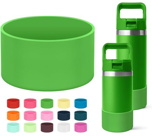 Mokoart Silicone Boot Compatible with YETI Kids Water Bottle 12 oz and Rambler 18 oz Bottle, Anti-Slip Sleeve Bottom Protector Accessories for YETI Rambler 12/18oz (Canopy Green)