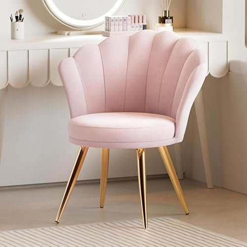 Aivermeil Esszimmerstühle Samt • Muschelsessel mit Rückenlehne & Armlehnen • Schminktisch Stuhl • Polstersessel Elegant • Akzentstuhl mit Gold Metallbeinen Accent Chair • Rosa