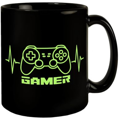 Game-Controller Tasse mit Gamer Herzschlag lustige KaffeeTasse für Gamerspaß im Büro oder Zuhause