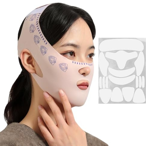 1 Morceau De Masque De Transfert De Visage Et 1 Ensemble De Plaques De Visage Anti-Rides, Un Masque Élastique Respirant, Un Masque De Sommeil Et Des Outils De Soins Pour Le Visage.