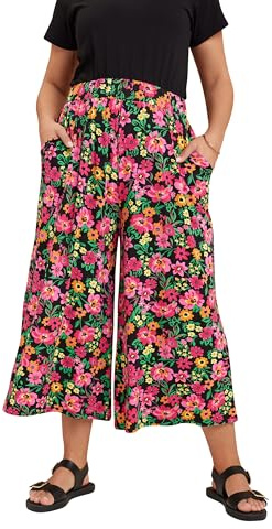Yours Curve Black Floral Print Midaxi Culottes - Women's - Plus Size Curve
