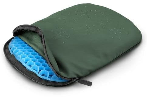 Mosh Kamper Light Outdoor Gelsitzkissen mit Karabiner, Outdoor Sitzmatte/Gelkissen Wasserdicht Tragbar, Sitzunterlage aus Oxford-Stoff (Grün/Schwarz)