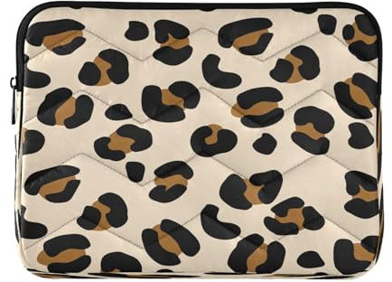Housse rembourrée pour ordinateur portable de 13,3 - Beige clair - Imprimé léopard - Pour homme et femme