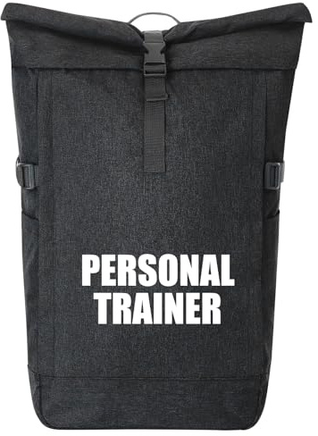 Huuraa Kurierrucksack Personal Trainer Training 30-44 Liter Black Melange Fairtrade Rolltop Rucksack Geschenkidee