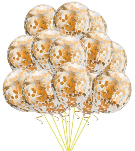 Gleemix 20 Pcs Konfetti Luftballons Gold Champagner, 30cm Konfetti Ballons Champagne, Glitzer Pailletten Latex Helium Ballons, Champagne Luftballons Konfetti für Hochzeit Geburtstagsdeko Babyparty JGA