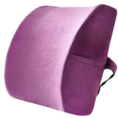 perfk Cuscino di supporto per la schiena, schienale ergonomico, cinghia regolabile, cuscino per la schiena traspirante, multiuso, per divano, auto, ufficio, Viola