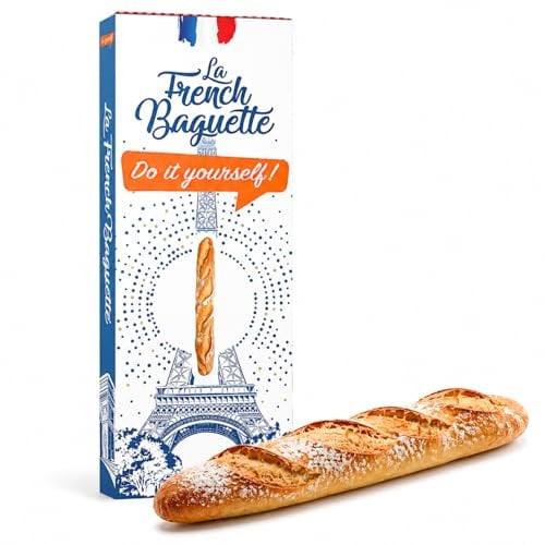 La French Baguette – Kit Do it Yourself une baguette française maison, préparation pain à offrir avec farine, levure et papier sulfurisé, idée cadeau, souvenir de Paris (La Tour Eiffel)