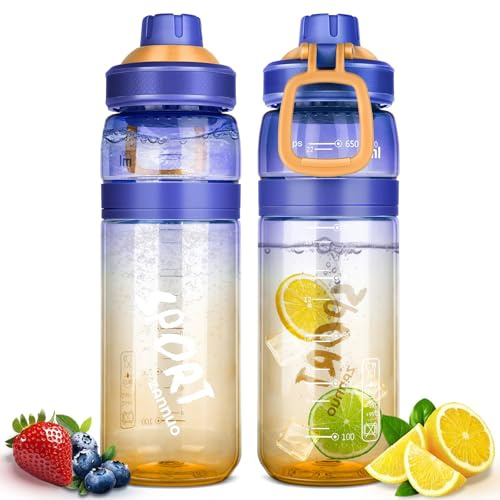 HUOUH Trinkflasche 750 ml,Kohlensäure geeignet & Auslaufsicher, Wasserflasche Sprudel geeignet, BPA-frei, Tritan-Material, Sporttrinkflasche, – geeignet für Sports,Fitness, Büro und Outdoor,Blau