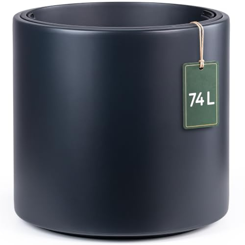 KONZEPT Pot de fleurs de 47 cm de diamètre avec insert - Grand pot extérieur 74 l - En plastique - Résistant aux UV et au gel - Résistant aux rayures - Pour l'intérieur, balcon, terrasse et jardin