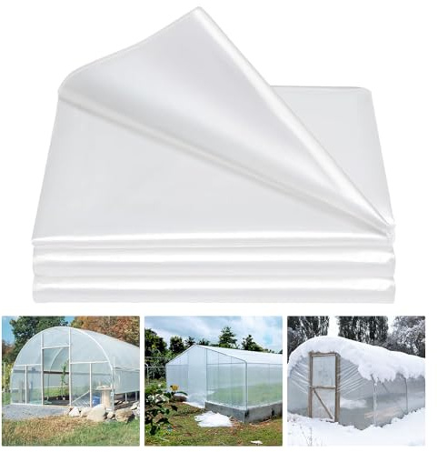 Garvee Telo per Serra 8x12,2m, Pellicola in Plastica Trasparente 6 Mil, Telo Polietilene LDPE Anti-UV, Copertura Serra Resistente per Agricoltura, Orto e Giardino, Anti-Invecchiamento 2 Anni