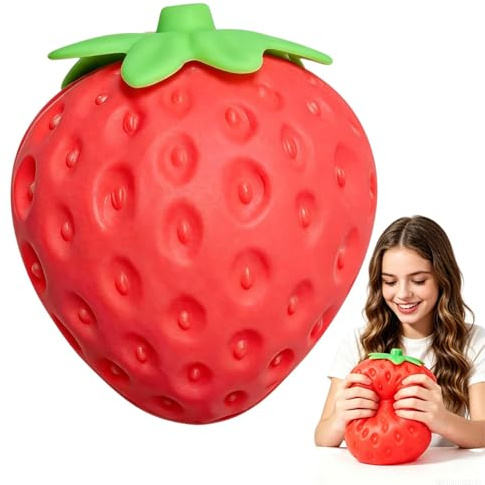Gigant Fresa Squishy, 20 CM Juguetes Fresa de Elásticos Gigantes Bola Gigante de para el estrés, Recuperación Lenta Juguetes para Aliviar el Estrés Portátiles Regalos en Cola
