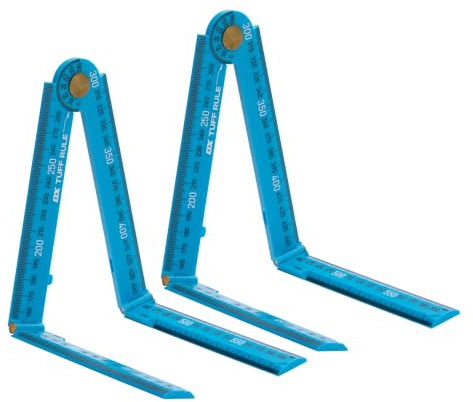 OX Pro Tuff Metric Folding Rule & Angle Finder Twin Pack, 600mm – Cyan | ABS Plastic, Reinforced Brass Hinge, Rule with 0-180° Angle Finder, Centre-Line Marking, 4 folding of 150mm increments