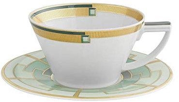 Vista Alegre Taza de té y platillo de porcelana esmeralda