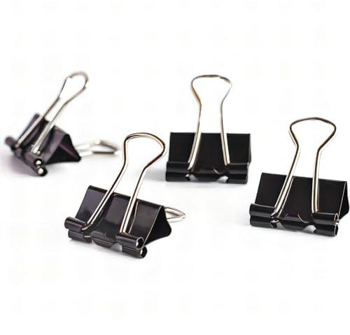 Coideal Extra kleine Mini-Binderclips 15mm Mini-Metall-Bulldog-Büroklammerklammer (60 Stück, Schwarz)