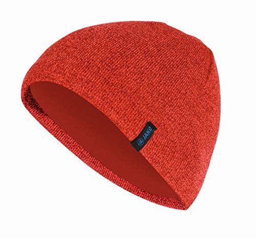 JAKO Unisex Strickmütze, Rot-Meliert, S-M