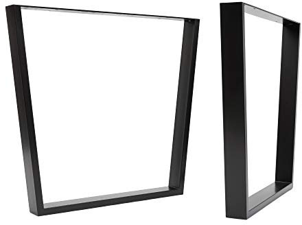 [HLC] Lot 2 pieds de table à cadre V industriels vis GRATUITES, guide de montage et protections de sol - 40 cm à 71 cm, 3 finitions [Table Large, Noir]
