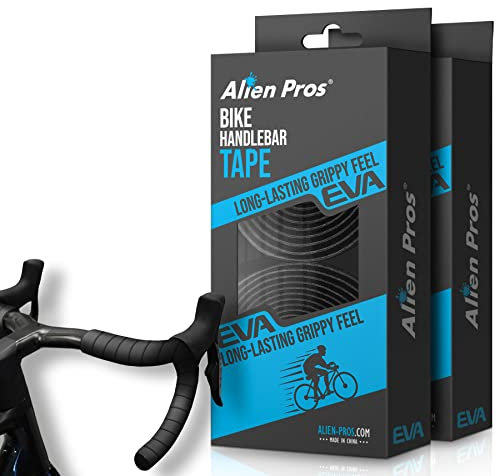 Alien Pros Bike Handlebar Tape EVA (Set of 4) Black - Enhance your bike grip with these bicycle handle bar tape - Wrap your bike for an awesome comfortable ride (Set of 4, Black)
