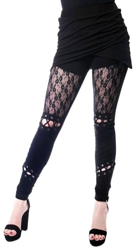 Poizen Industries Myth Leggings Women Leggings Black L, 95% Cotton, 5% Elastane, Skinny