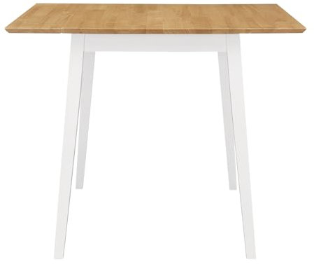 Hallowood Ledbury LEB-TAB970-W Kleiner Esstisch aus Holz in Weiß und Eiche, Gummibaumholz, weiß lackierter Korpus mit Heller Eichenoberfläche