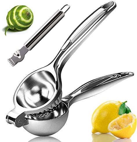 Monkkino Presse-citron, presse-agrumes, presse-agrumes, presse-agrumes à main, presse à citron en métal, outil de barre presse-citron vert, presse-agrumes manuel avec zesteur en acier inoxydable
