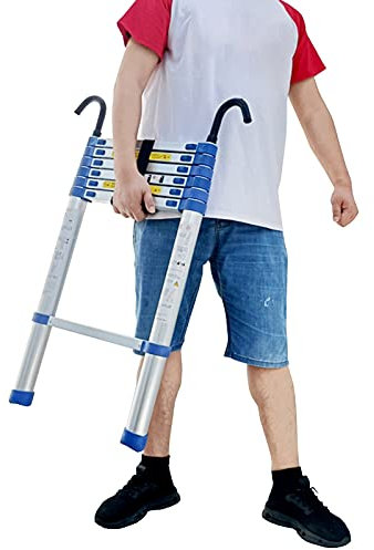 HWBB Teleskopleiter Mehrzweck-Klappleiter aus Aluminium, Professionelle Gerade Ausziehbare Tragbare Dachbodenleiter, Klappbare Leiter mit EN131- Und CE-Norm (Size : 8M/26.2FT)