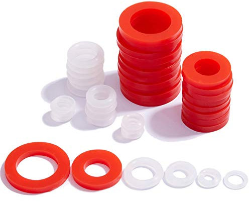 Litorange 190 PCS Mixed Silicone Rings Sealing Gasket Washers, Made from Soft Silicone (Better Sealing Than Rubber) Used for 3/4,1/2,3/8,1/4,1/8 Garden Hose Fittings, Mini Valve, Plugs Etc
