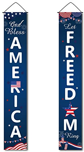 CREATCABIN America Freiheit Türflaggen Banner Zum Aufhängen Banner 4 Juli Veranda Schild Veteranentag Unabhängigkeitstag Für Urlaub Schule Bauernhaus Zuhause Kamin Drinnen Garten 11.8 x 70.8(1) cm