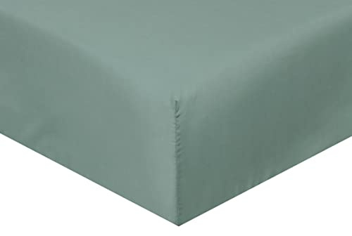 Sleepdown Extra Deep Fitted Sheet 32cm Pocket Easy Care Non-Iron Super Soft Polycotton Bedsheet Bedding Bed Linen - Super King - Sage Green