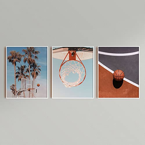 BDHcdfAJGf Basketball-Poster Basketballer Geschenk Palme Wand Bilder Bilder Jugendzimmer Sport Leinwand Gemälde Zimmer Schlafzimmer Dekoration 40 x 60 cm x 3 ungerahmt